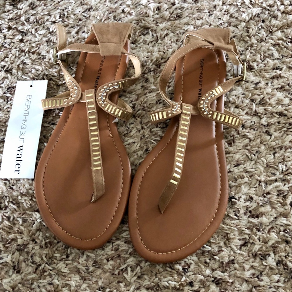 Everything But Water Sandals in Tan and Gold, 7